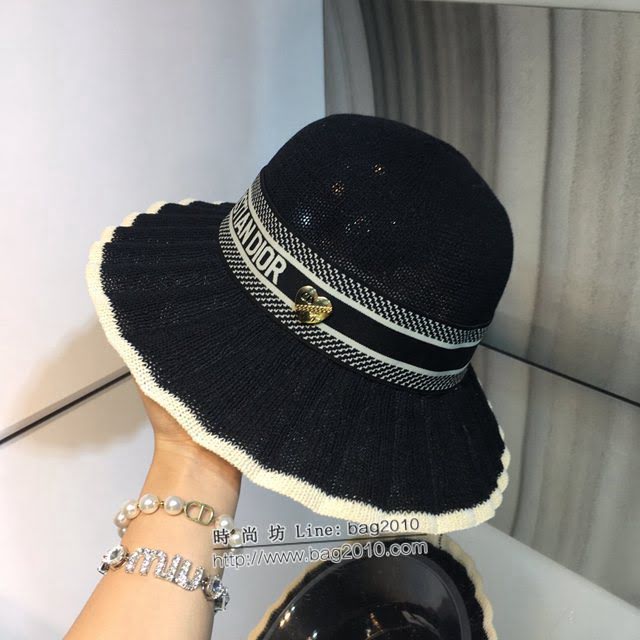 Dior女士帽子 迪奧新款ins波浪帽沿遮陽帽草帽 Dior度假風漁夫帽  mm1232